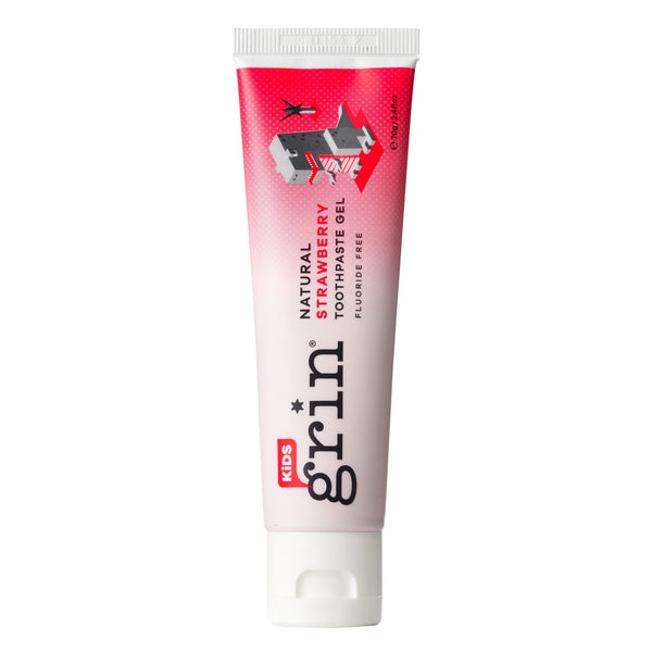 Grin Kids Natural Strawberry Toothpaste Gel Fluoride-Free Xylitol 70g