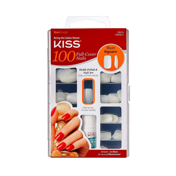 KISS 100 Full Cover Artificial Nails Short Square Shape