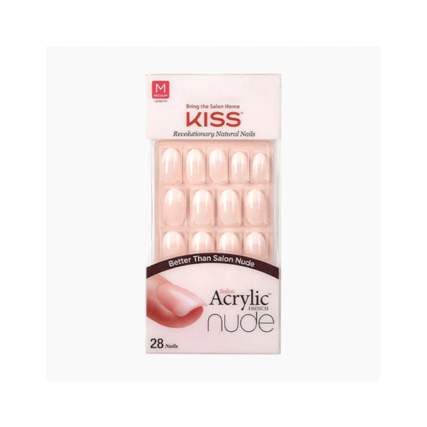 Kiss Acrylic Nude French Artificial Nails KAN02 Graceful 28 Count