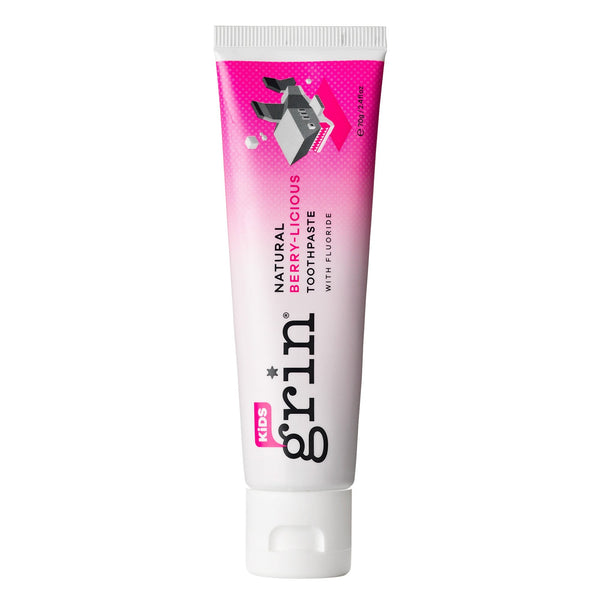 Grin Kids Natural Berry Toothpaste with Fluoride 1000 ppm, Xylitol, 70 g