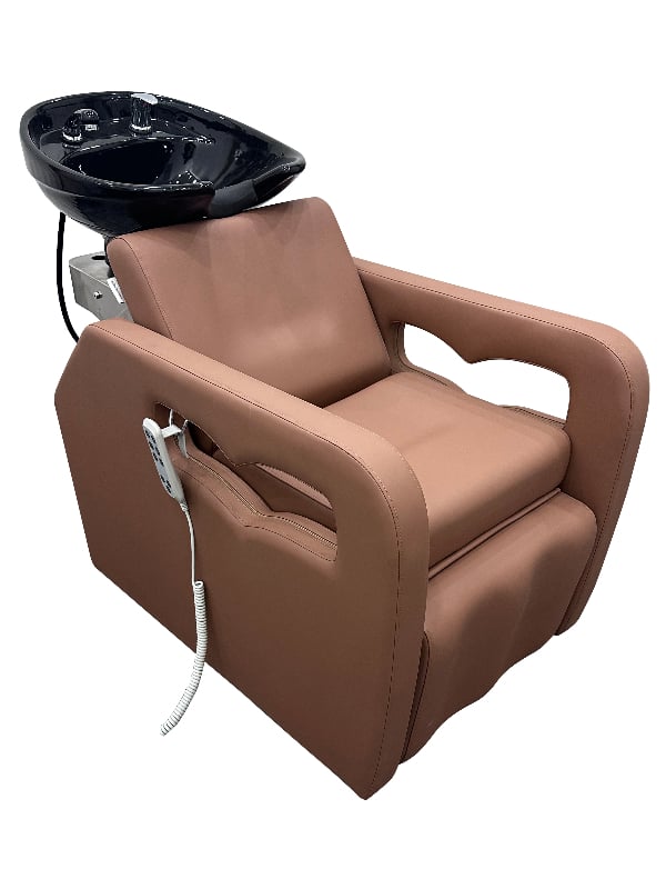 Salon System G9331 Electronic Washbasin Chair, 3-Motion Reclining, Brown Synthetic Leather