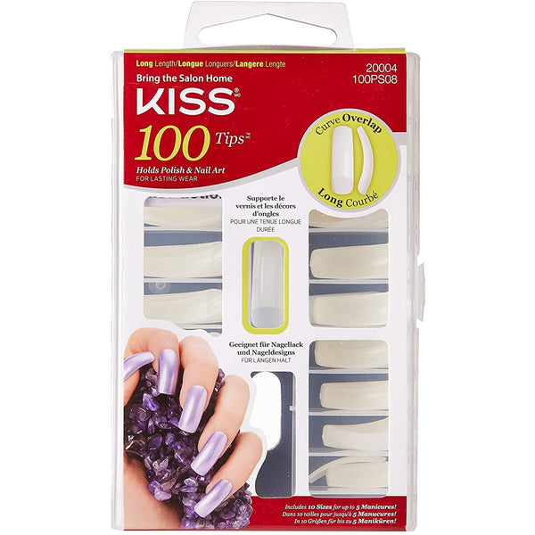 KISS 100 Tips Curve Overlap Long Length Artificial Nail Tips