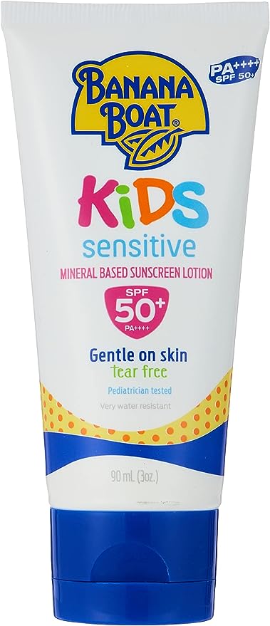 Banana Boat Kids Sensitive Lotion Mineral Zinc Broad Spectrum Sunscreen