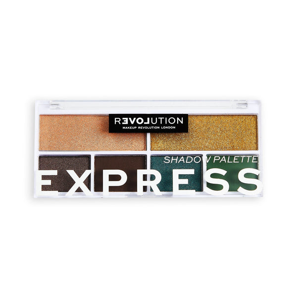 Makeup Revolution Relove Colour Play Express Eyeshadow Palette - Golden Shimmer, Brown and Earthy Green Tones