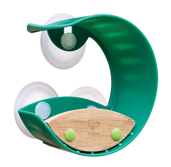 Hape Window Suction Cup Bird Feeder for Kids, Bamboo, Includes Birdwatching Notebook, Ages 4+