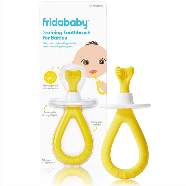 Frida Baby Training Toothbrush for Babies, Silicone Bristles, 6-12 Months