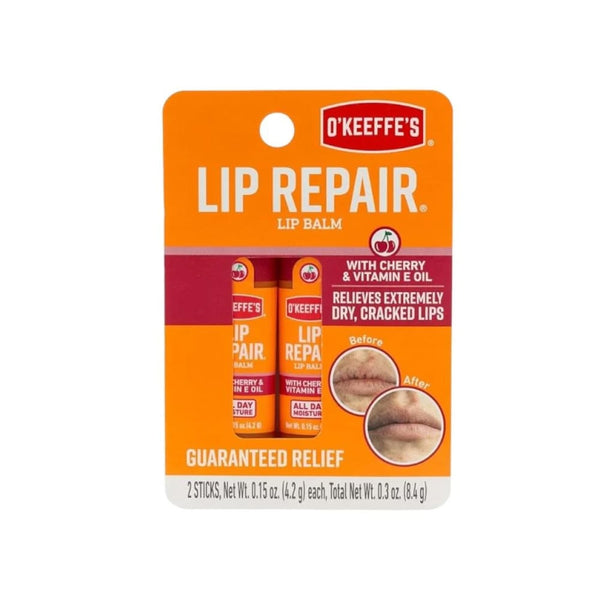 O'Keeffe's Lip Repair Cherry & Vitamin E Moisturizing Balm Twin Pack, 2 x 4.2 g