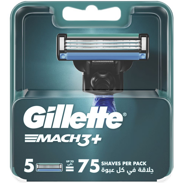 Gillette Mach3 Plus Replacement Razor Blades 3-Blade Refills, 5 Pieces