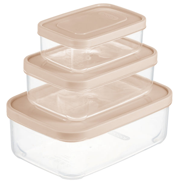 Inochi Hokkaido Rectangular Food Storage Container Set PP Plastic 500ml 1000ml 2000ml Milky Orange