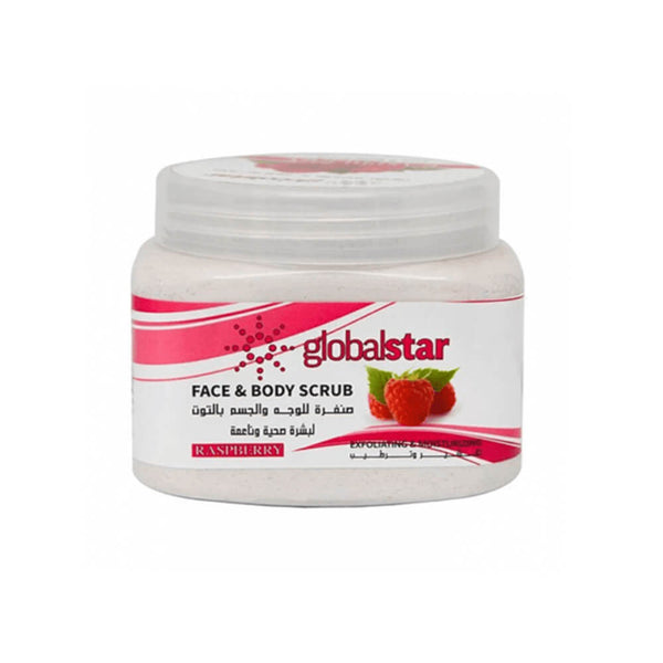 Globalstar Raspberry Face and Body Scrub, Exfoliating Skin Cleanser, 500 ml