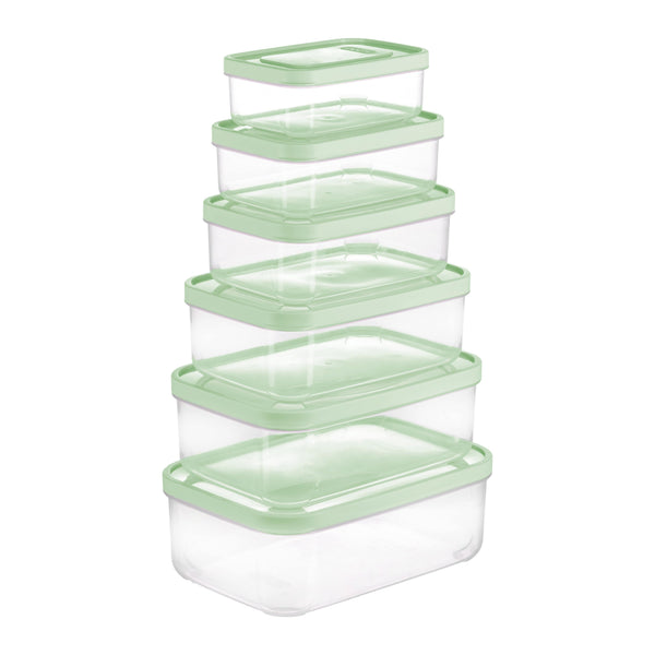Inochi Hokkaido Rectangular Food Storage Container Set, 6 Pieces, Avocado Green