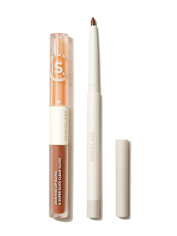 Sheglam Soft 90's Glam Lip Liner and Lip Duo Set, Moody Ta, Matte and High-Shine Finish