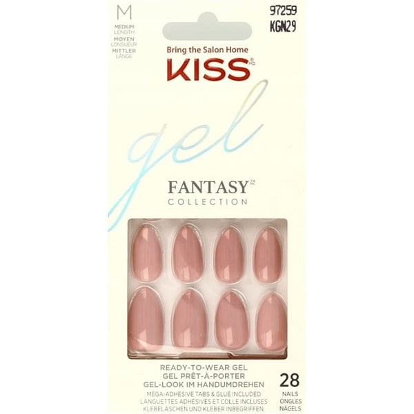 KISS Gel Fantasy French Nails KGN29C Medium Length Glossy Finish 28 Nails