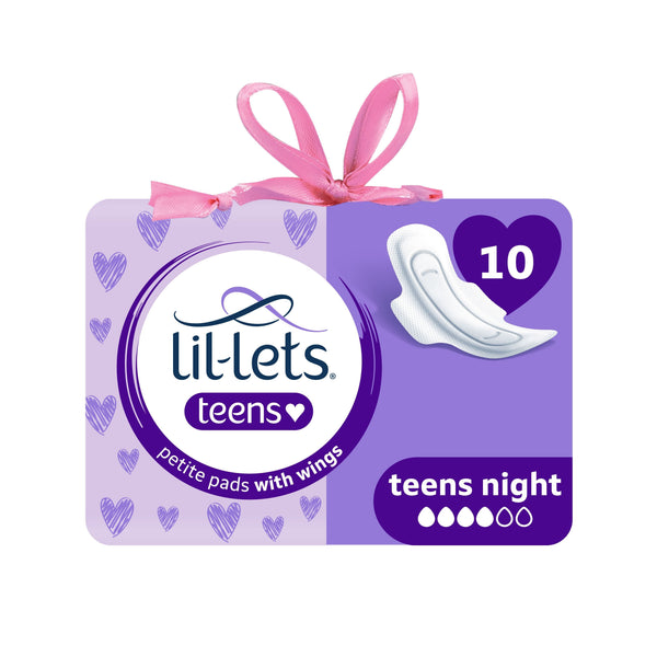 Lil-Lets Teens Ultra Night Period Pads Smaller Fit Soft Cover Wings 10 Pack
