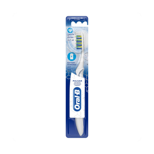 Oral-B Pulsar 3D White Soft Battery-Powered Toothbrush, Vibrating Bristles