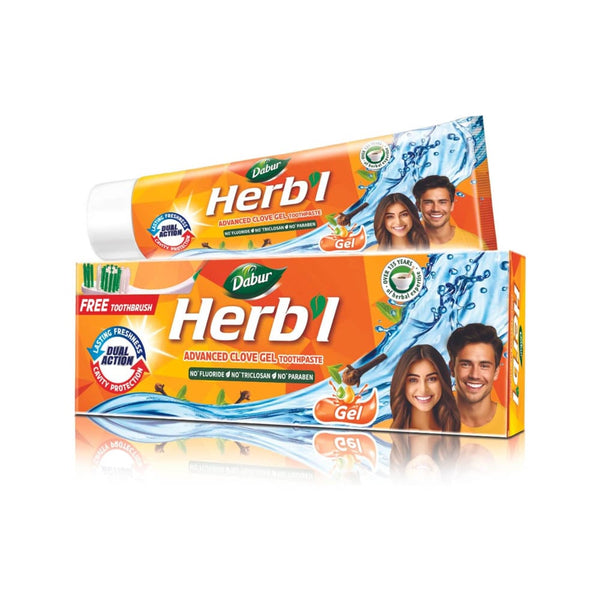 Dabur Herbal Advanced Clove Gel Toothpaste with Toothbrush, 150 g