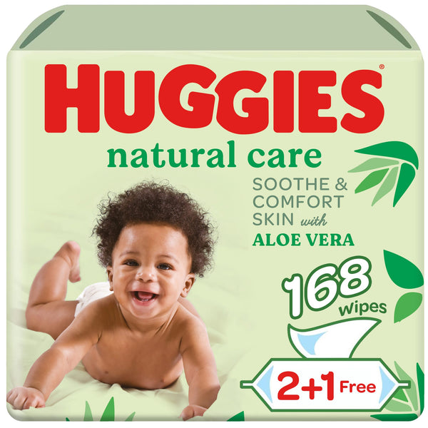 Huggies Natural Care Baby Wipes Aloe Vera Plant-Based Fibers 168 Pieces