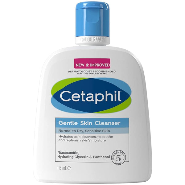 Cetaphil Gentle Skin Cleanser Face & Body, Niacinamide, Fragrance-Free, 118 ml
