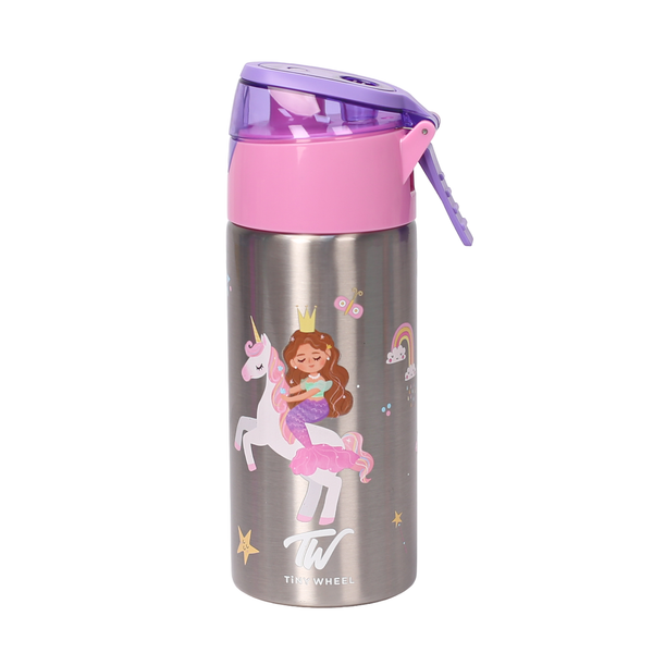 Tinywheel Unicorn Spray Stainless Steel Water Bottle, Double-Wall Insulated, Leakproof, 400ml