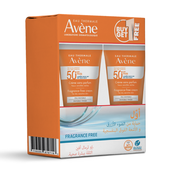 Avene Sunscreen Cream Fragrance-Free Very High UVB-UVA Protection 1+1 Kit, 50 ml Each