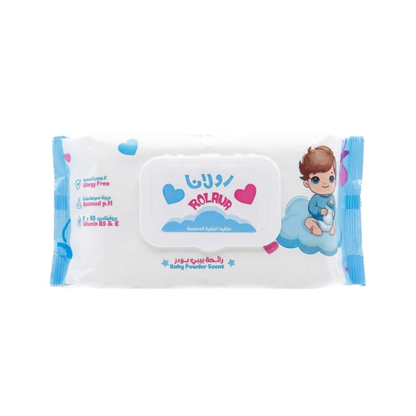 Rolana Baby Wipes Sensitive Skin Baby Powder Scent with Pro Vitamin B5 and Vitamin E, 120 Wipes
