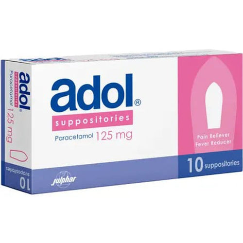 ADOL 125 mg Paracetamol Suppositories for Children, 10 Pack