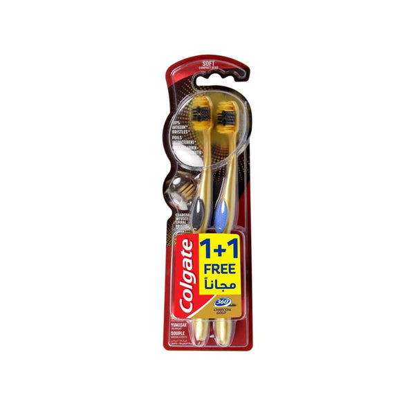 Colgate 360 Gold Charcoal Toothbrush, Tongue and Cheek Cleaner, 1+1