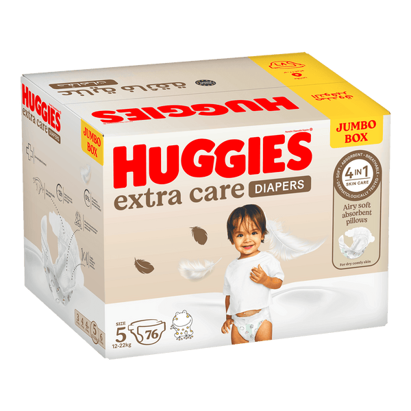 Huggies Extra Care Disposable Nappies Size 5 Jumbo Box, 76 Pack