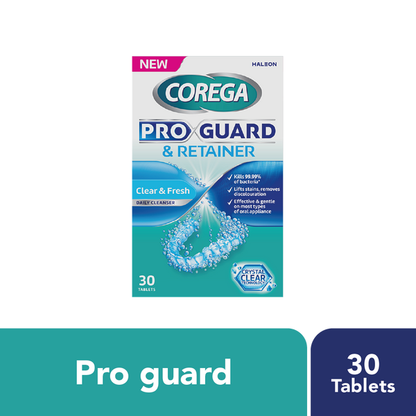 Corega Pro Guard Denture and Retainer Cleaner Tablets, 30 Count