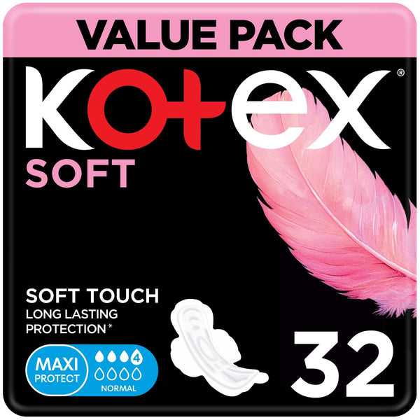 Kotex Maxi Soft Normal Sanitary Pads Feather-Touch Cover 32 Pieces