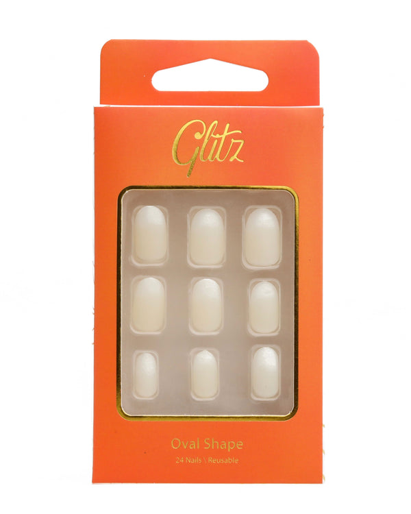 Glitz Press-On Nails Oval Shape Pre-Glued Nude 24 Pieces