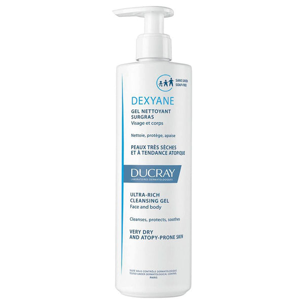 Ducray Dexyane Ultra-Rich Cleansing Gel Pump Bottle Glycerin Shea Butter Panthenol 400 ml