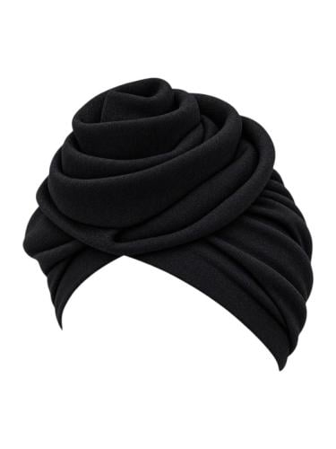 Hair System Black Bun Cap Turban, Soft Stretch Hair Covering