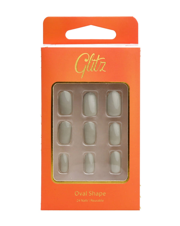 Glitz Laurel Oak Press-On Nails, Oval Shape 10, Reusable False Nails
