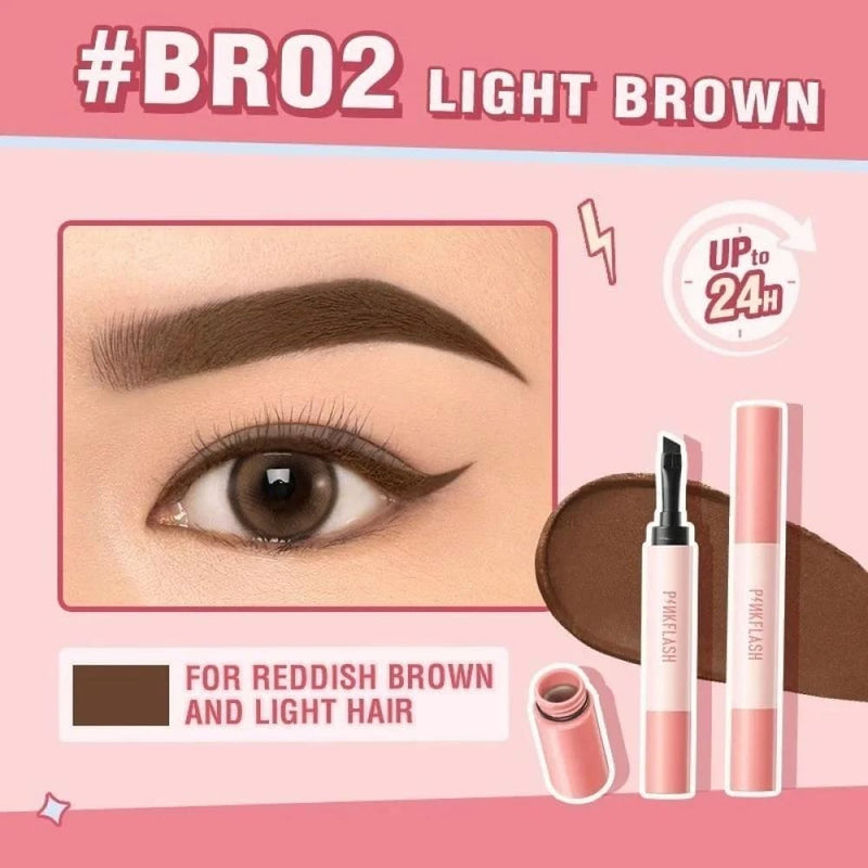 Pink Flash Brow Gel BR02 Light Brown Smudge-Proof Long-Lasting Hold 1.4g