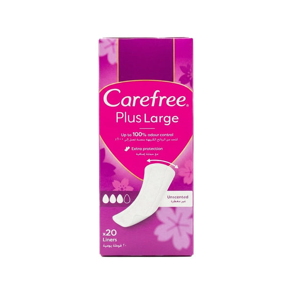 Carefree Plus Large Light Scent Pantyliners, Odor Control, 20 Count