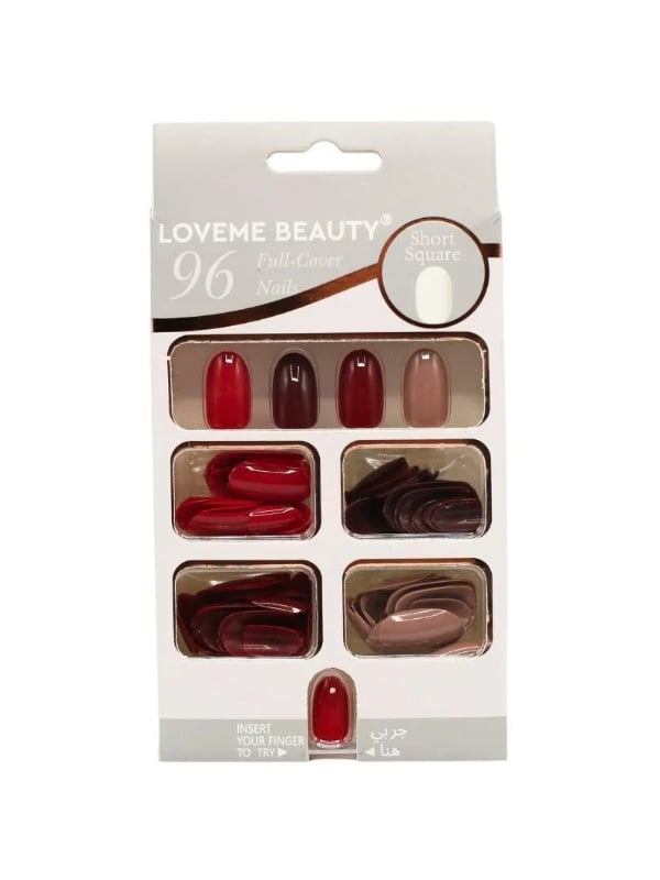 LOVEME BEAUTY A106 Decorative Artificial Nails Short Square 4 Colors 96 Pieces