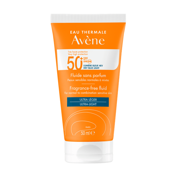 Avene Fluid Sunscreen Cream SPF 50 UVA UVB Sensitive Skin Fragrance Free 50 ml