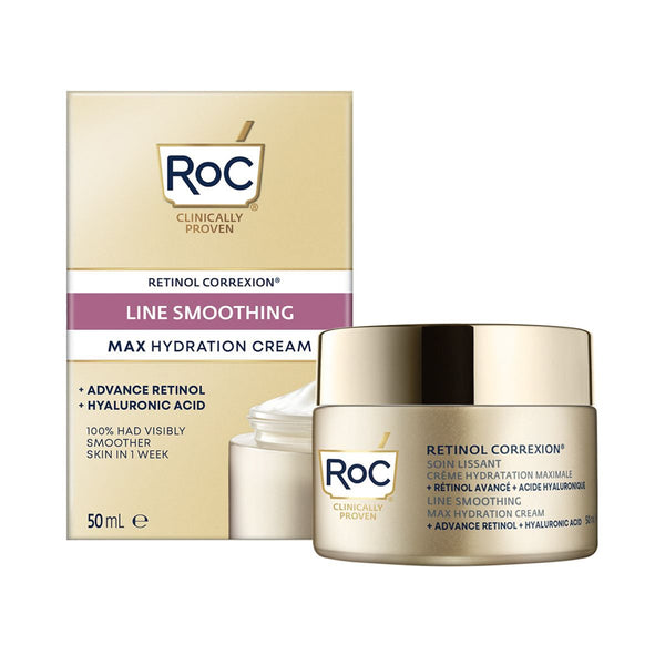 RoC Retinol Correxion Line Smoothing Max Hydration Cream, Retinol Hyaluronic Acid, 50 ml