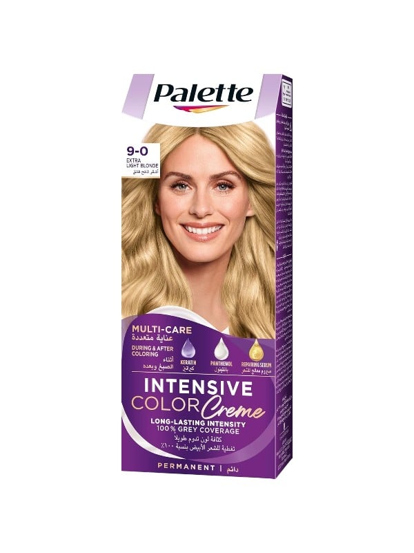 Palette Permanent Hair Color 9-0 Extra Light Blonde Keratin Panthenol 50 ml