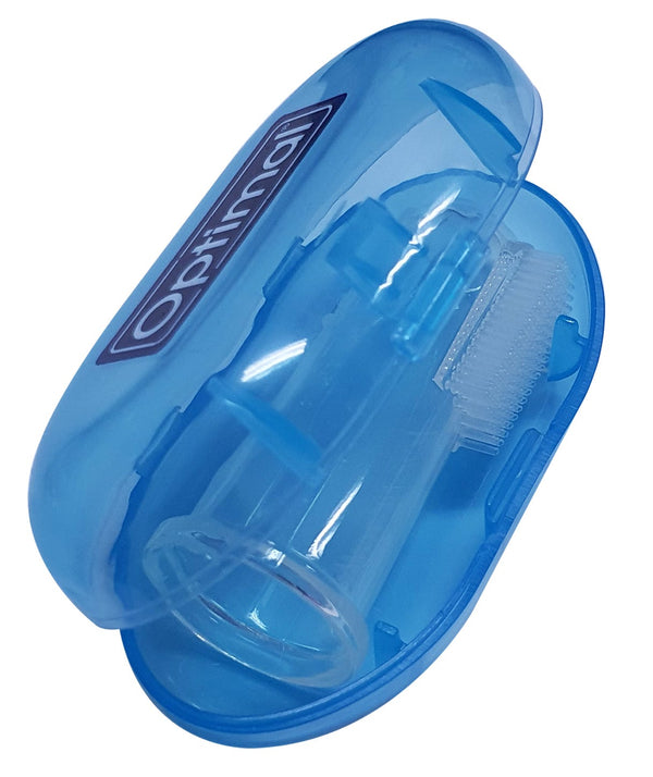 Optimal Baby Silicone Finger Toothbrush Blue, Ultra-Soft Bristles, 0M+