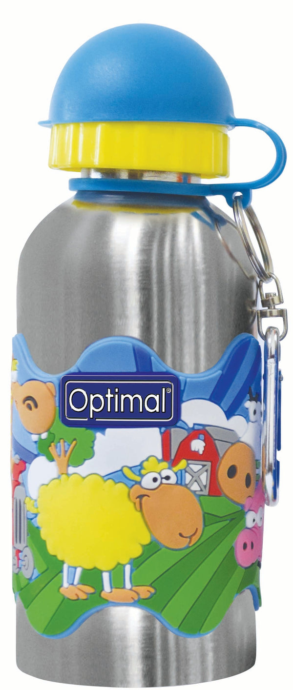 Optimal Stainless Steel Water Bottle Pop-Up Silicone Spout Blue 350ml
