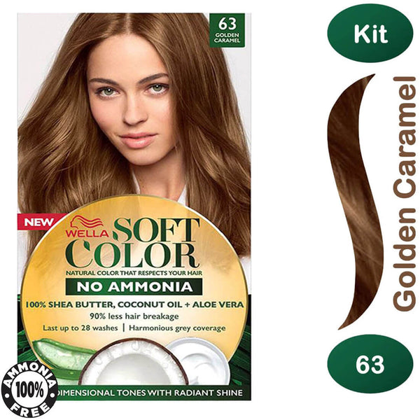 Wella Soft Color Hair Coloring Kit Cream Golden Caramel 63 Ammonia-Free
