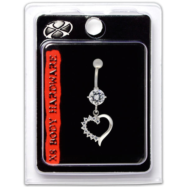 X8 Body Hardware 7806 Navel Heart Body Jewelry, Heart Design