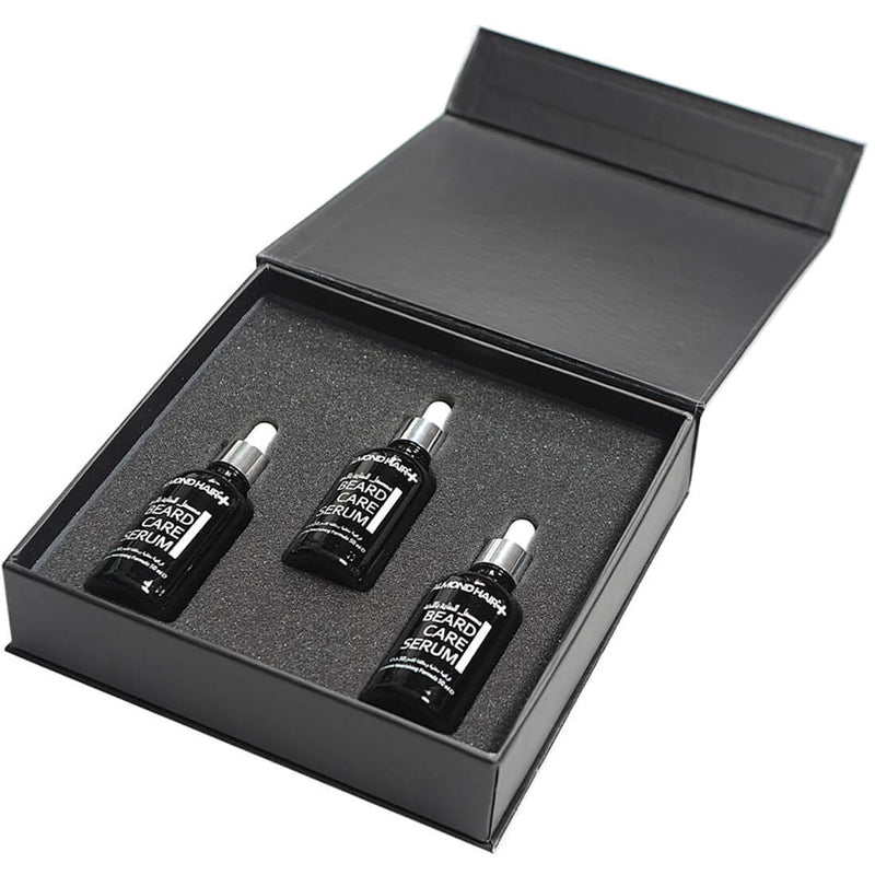 Almond Hair Beard Serum Set, Nourishing Formula with Biotin and Peptide, 3-Piece
