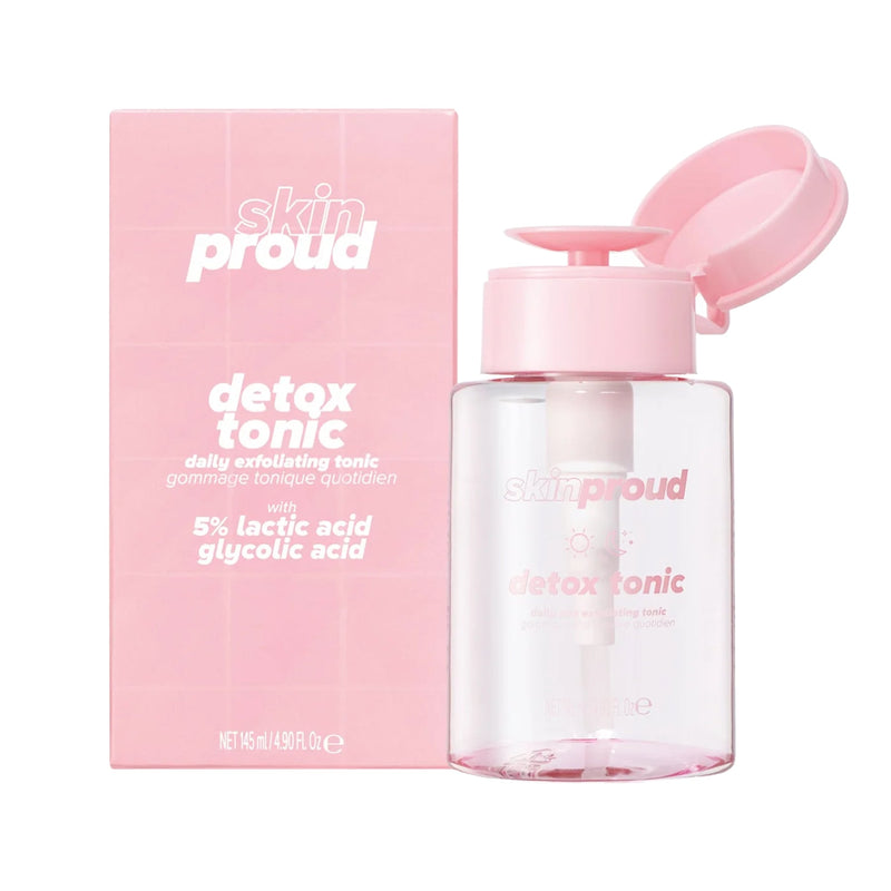 Skin Proud Detox Tonic Exfoliating Toner Glycolic Salicylic 5% Lactic Acid 145 ml