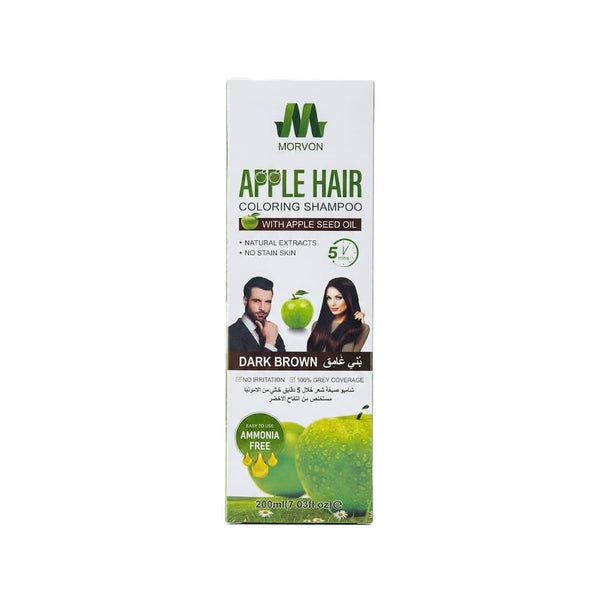 Morvon Green Apple Hair Color Shampoo Ammonia-Free Dark Brown 200ml