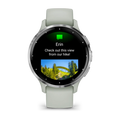 Garmin Venu 3S Fitness Smartwatch AMOLED Touchscreen Silver Bezel Sage Grey Case Silicone Band