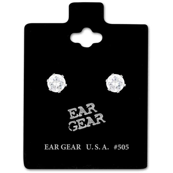 Ear Gear Silver Cubic Zirconia Earrings 5mm
