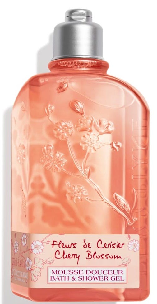 L'Occitane Cherry Blossom Bath and Shower Gel, Foaming Gel with Cherry Extract, 250 ml